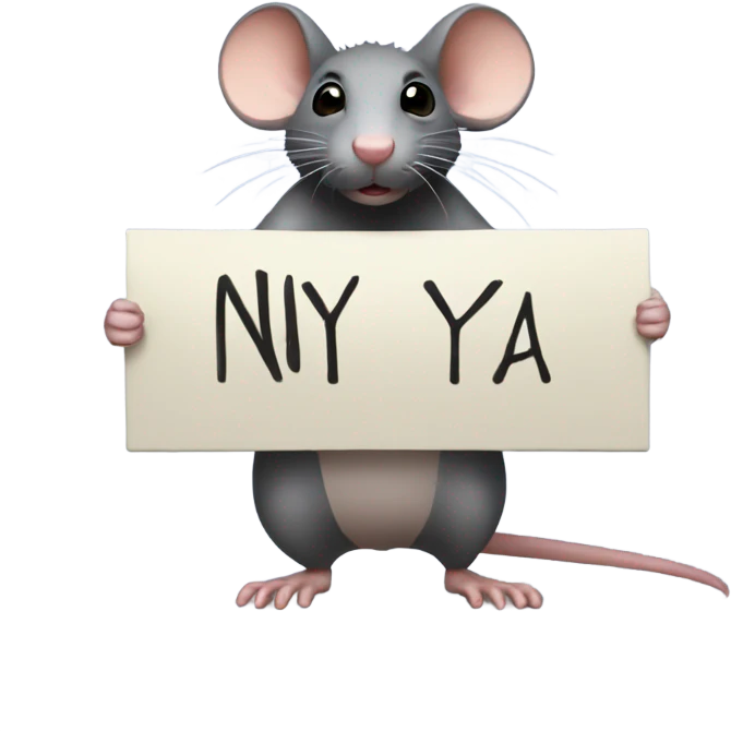 A rat holds a sign with the inscription: NY YA emoji