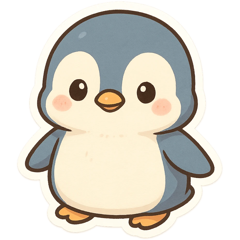penguin, chibi stickers style emoji