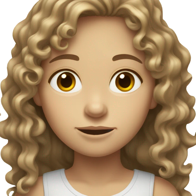 pale girl curly/ wavy light BROWN shoulder length hair  emoji