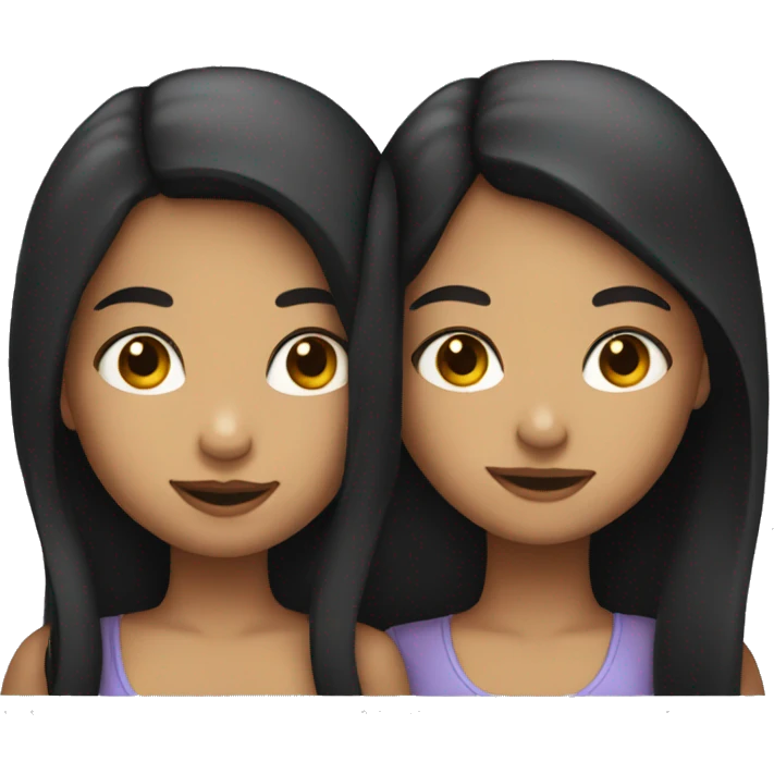 two girls light girls with dark hair kissing emoji