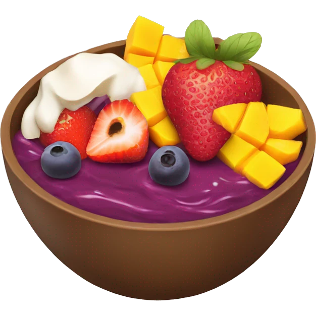 Acai Bowl with mango and strawberry on top  emoji