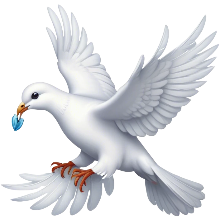 A white dove holds a pacific symbol in its beak emoji