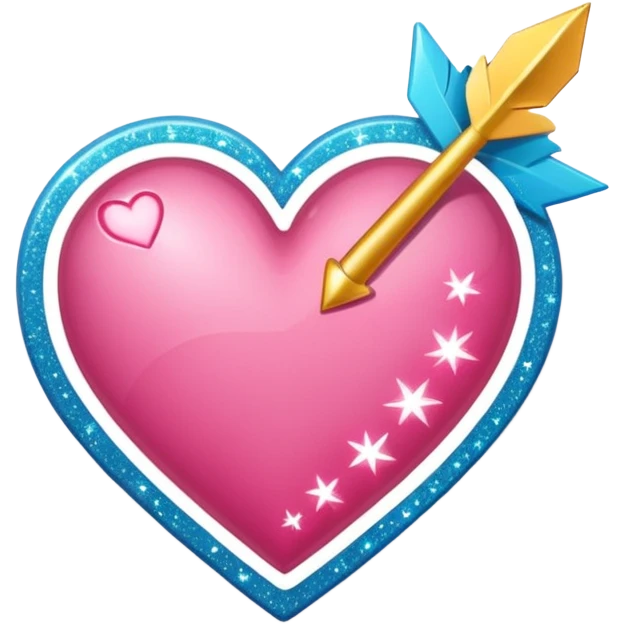 Genera un sticker tipo phone OS, un corazón rosa con una flecha y brillos emoji