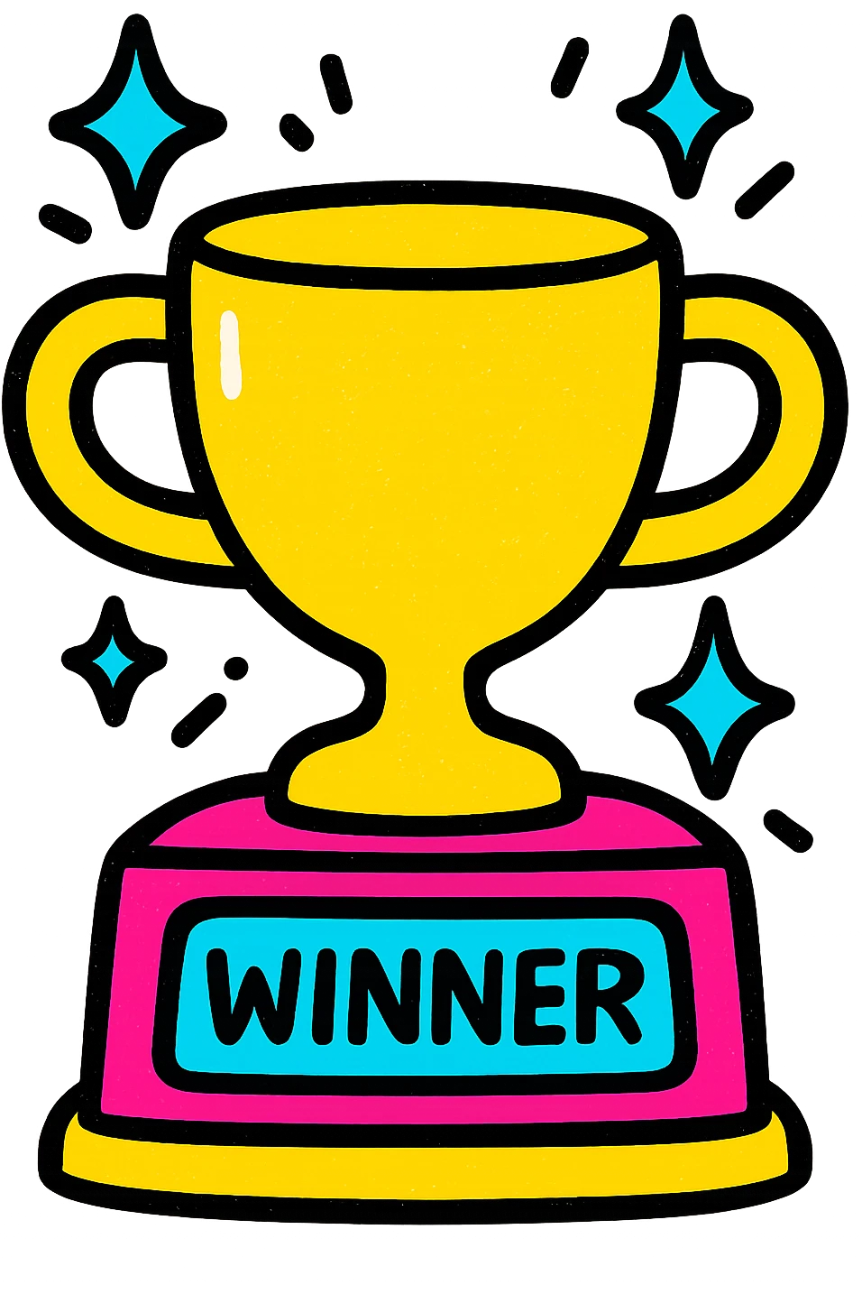 motivation, trophy with sparkles, celebratory, bold colors emoji