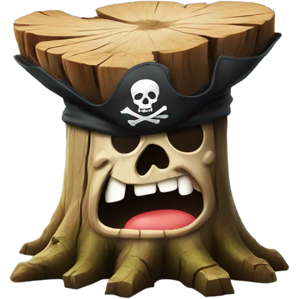 ugly tree stump with a pirate hat emoji