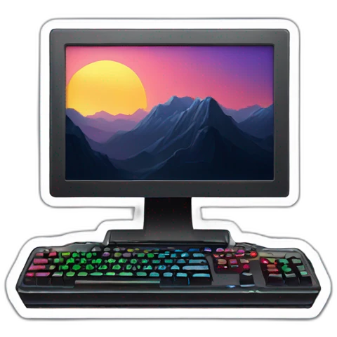 Gaming computer sticker with RGB light emoji