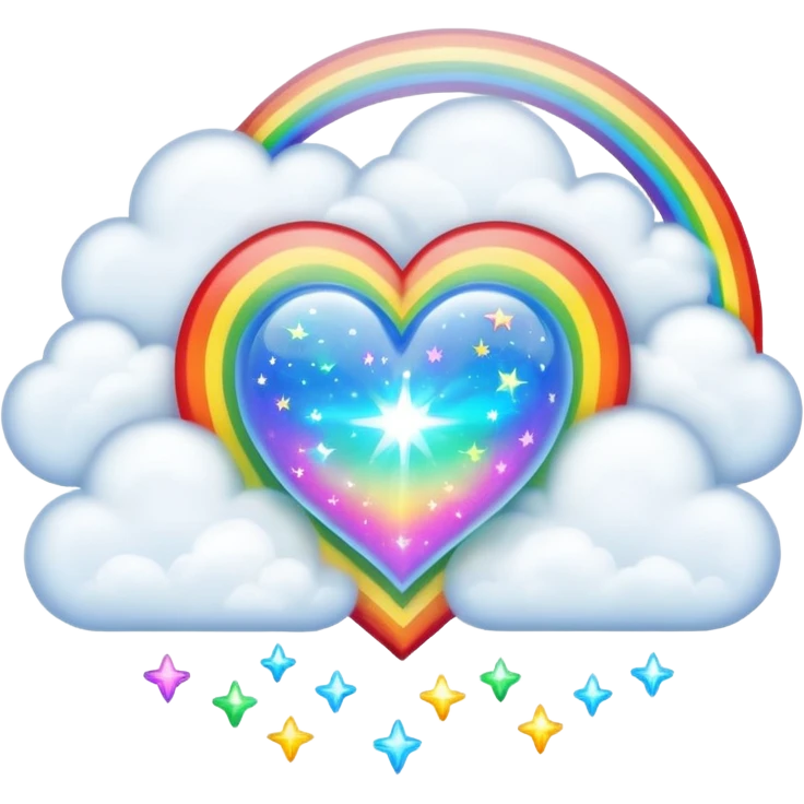 heart magic sparkles cloud rainbow heart emoji