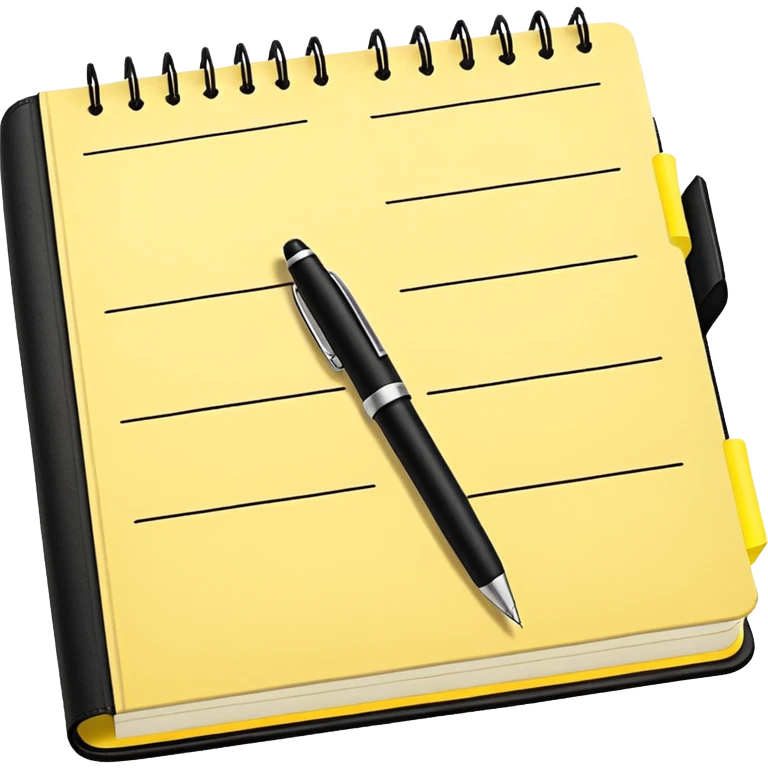 daily planner agenda  leather with open page and pen with stickynotes emoji