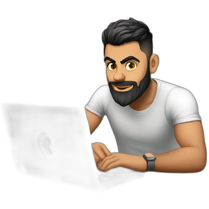 virat kohli coding in a desktop with laptop emoji
