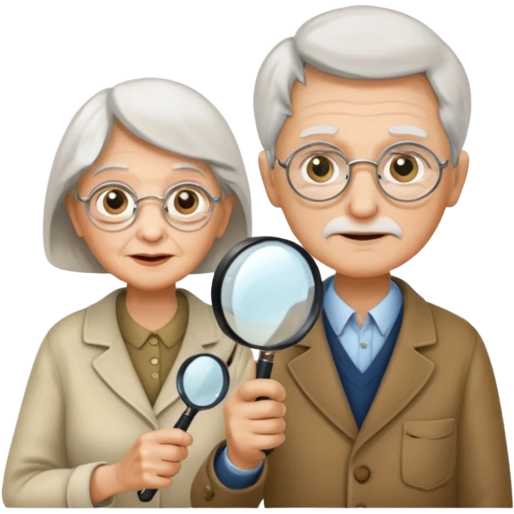 Explorer old woman Man with magnifying glass emoji