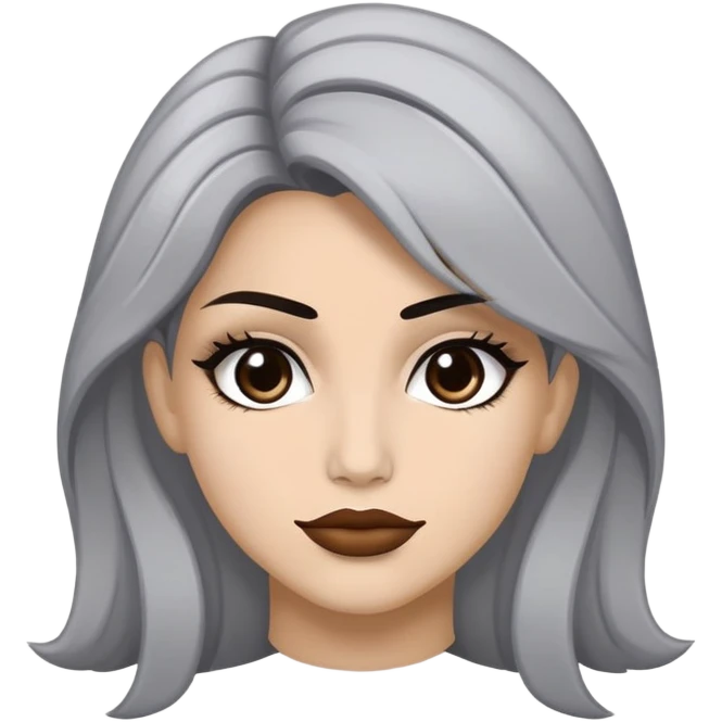 Super idol with dirty Selene Delgado face and the background is gray and super idol is a whitish gray color  emoji