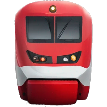 icon of a Siemens "Lastochka" electric train. There is a beautiful shadow beneath the train. Note that the electric train consists of 5 cars and is painted in the company's corporate red color.
 emoji