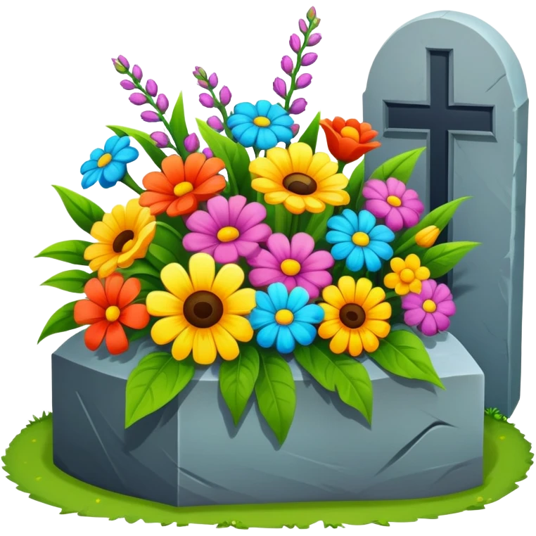 A flower bouquet on a grave  emoji