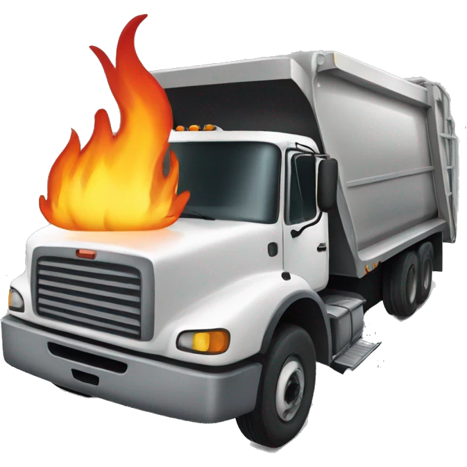 Garbage truck with flames emoji