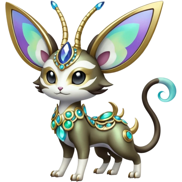 Shiny Horned Antenna’d Colorful Futuristic Ornate Oriental Painted Asian Fae-Vernid-Trico-Meloetta-Latias-Koraidon-Peppercat-Protogen-Pokémon-Digimon-Fakémon-fusion-hybrid-creature emoji