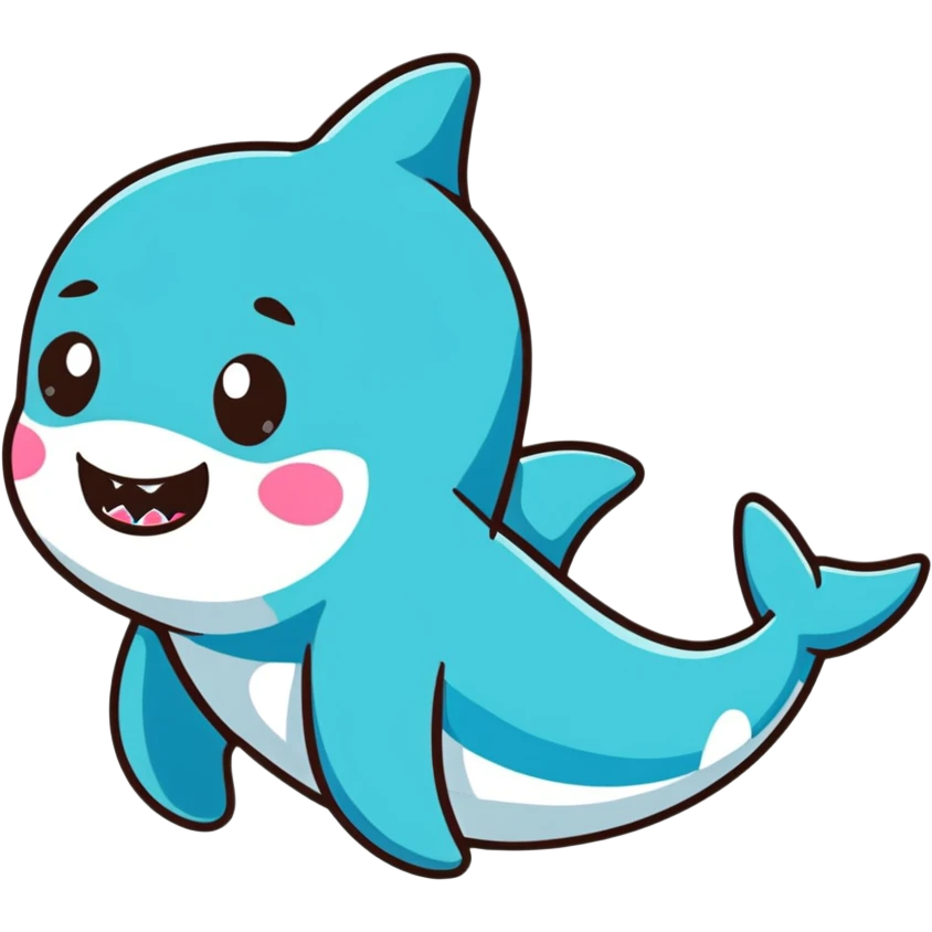 cartoon sticker style baby shark with shoes emoji