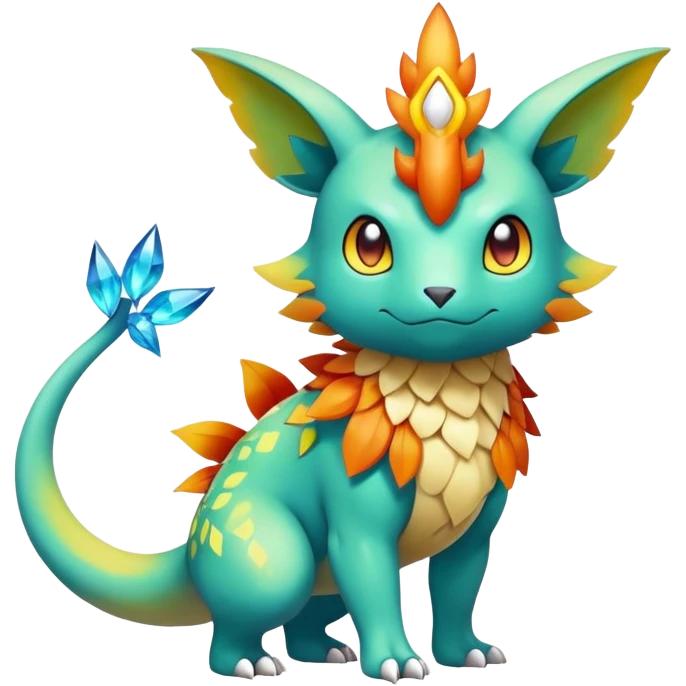 Elemental magical colorful exotic animesque Pokémon-Fakémon-animal-creature, (full body) emoji