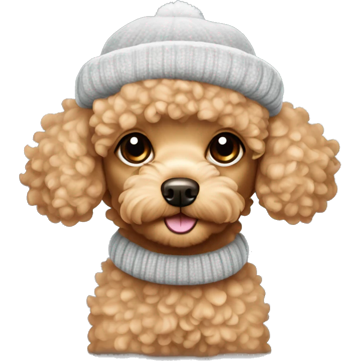 Aesthetic Apricot Toy poodle puppy with winter hat emoji