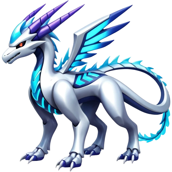 Futuristic Modern Shiny Cyber-Suicune-Dialga-Reshiram-Creature, (full body) emoji