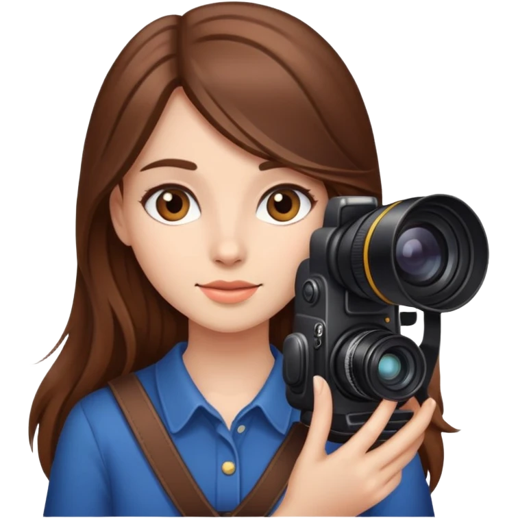 Дівчина фотограф з каштановим волоссям довгим emoji