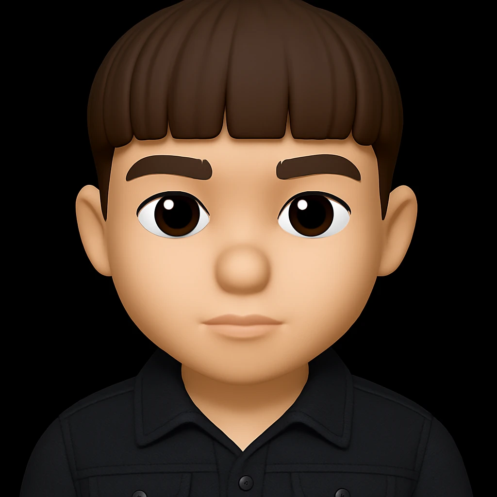 Change the character's outfit to a black denim jacket, keeping the 3D emoji style look unchanged. The style is microsoft style 3d fluent emojis, so maintain that 3D emoji appearance while updating the outfit to a black denim jacket. emoji