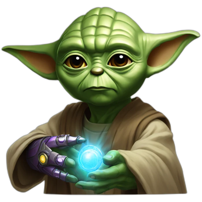 Master yoda wearing the infinity gauntlet emoji