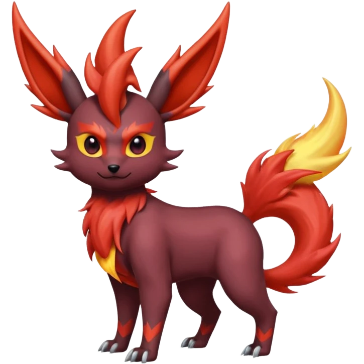 Pastel iridescent exotic colorful Darkrai-Scizor-Flareon-fusion with fiery horns and a Mohawk  emoji