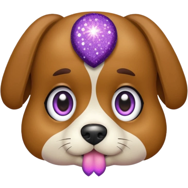 Cachorro com gravata roxa com glitter emoji