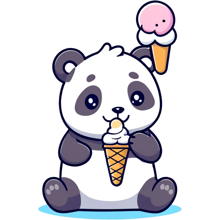 Panda eating ice cream emoji