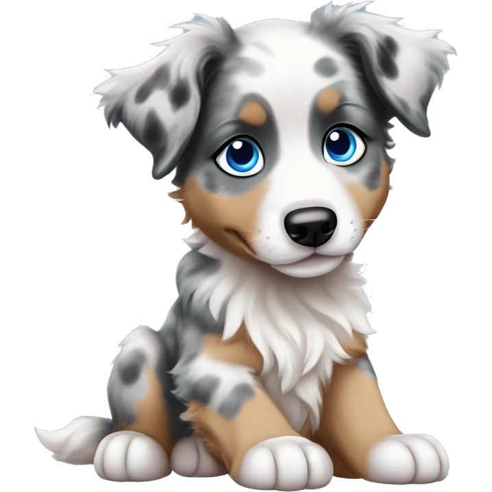 merle australian shepherd puppy with blue eyes paws emoji
