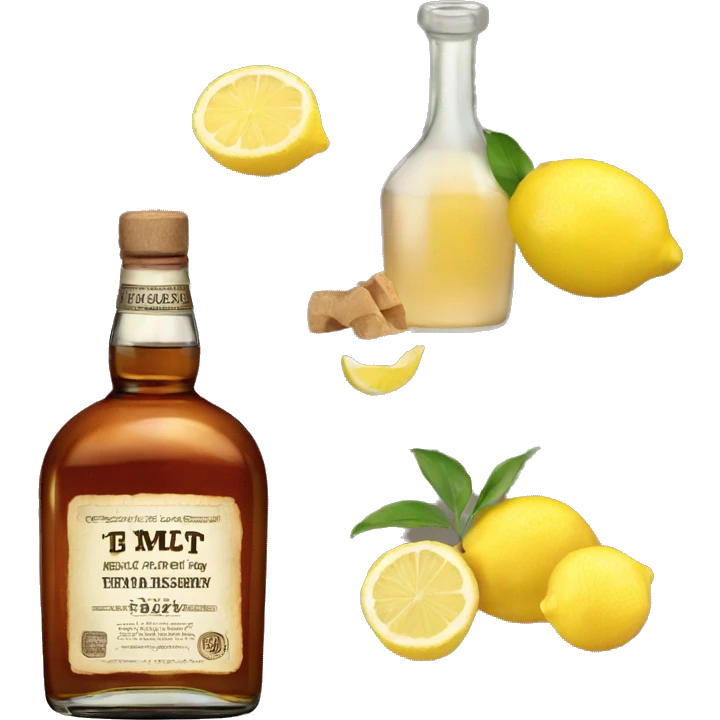 Bourbon, ginger, lemon bottle or label  emoji