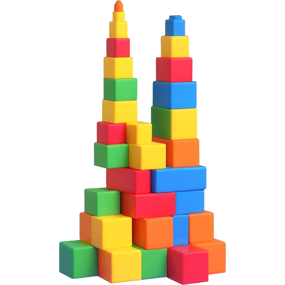 colorful toy building blocks tower emoji