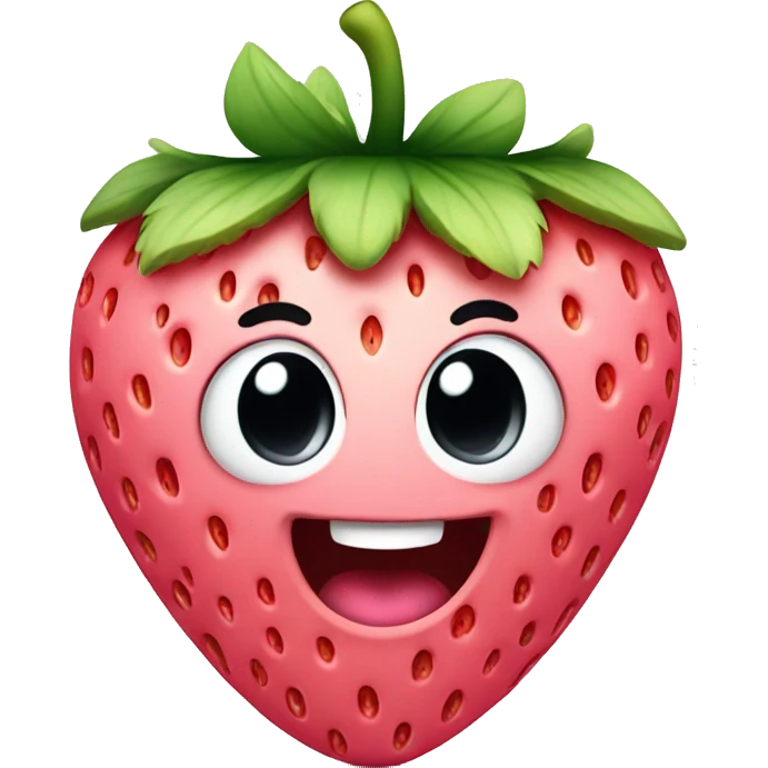 pink strawberry with a cute face  emoji