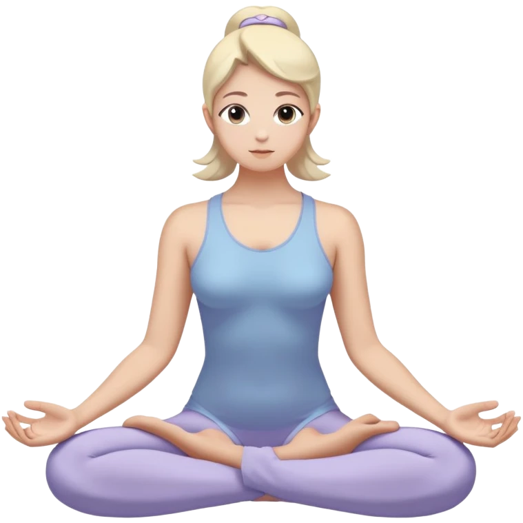 An abstract silhouette of a person in the lotus position (legs crossed, hands on knees). The figure is made in a soft blue color (#AED9E0), without facial detailing to emphasize versatility. Around the silhouette is a subtle lavender glow (#D4C1EC) in the form of a halo, symbolizing calm. emoji