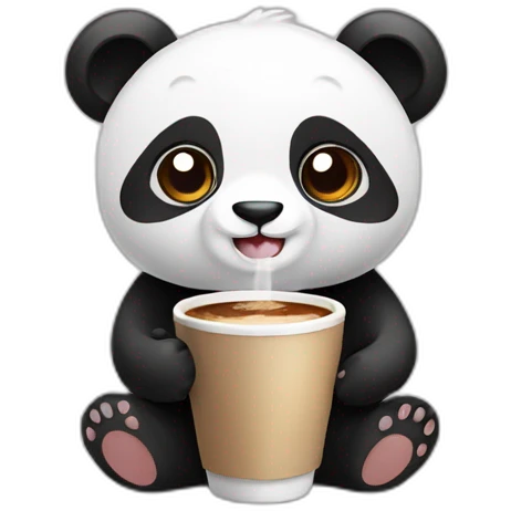 cute panda with cup of coffee  emoji