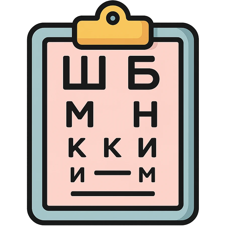 Sivtsev eye chart vector icon on a clipboard with shadows and highlights, pastel palette emoji
