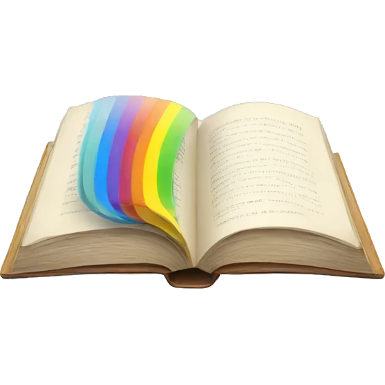 Open book with rainbow emoji