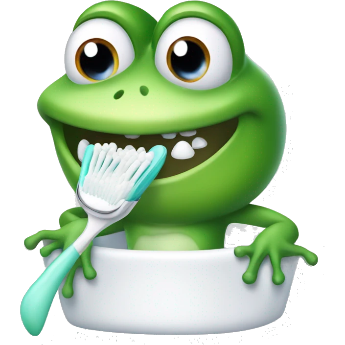 Dental hygiene frog emoji