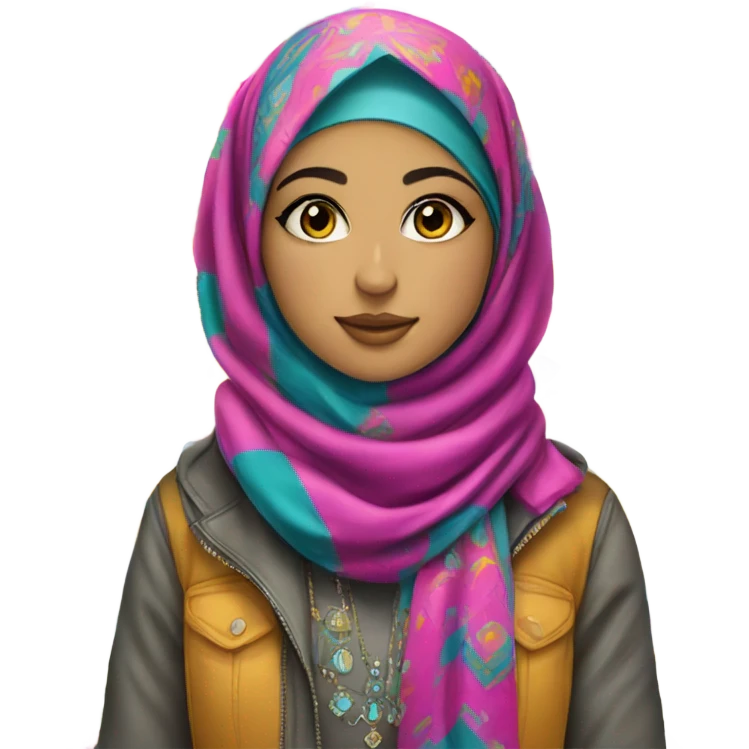 Arabic girl outfit K-pop crazy colour hair hijab emoji