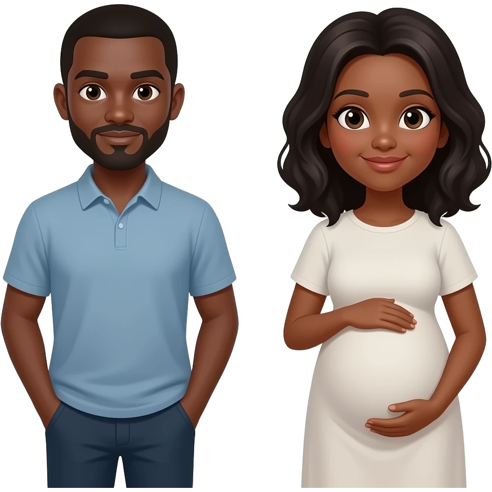 Pregnant medium dark man;  with black woman emoji