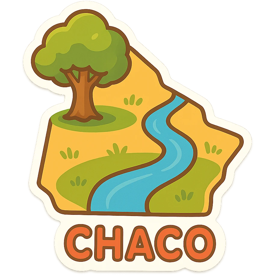 Chaco province of Argentina emoji, stylized map with a tree and river, vibrant minimalistic style emoji