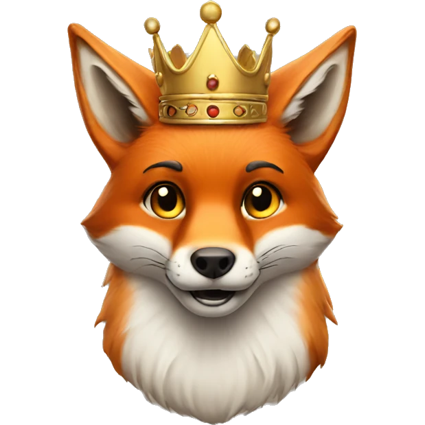 a fox with a crown on his head emoji