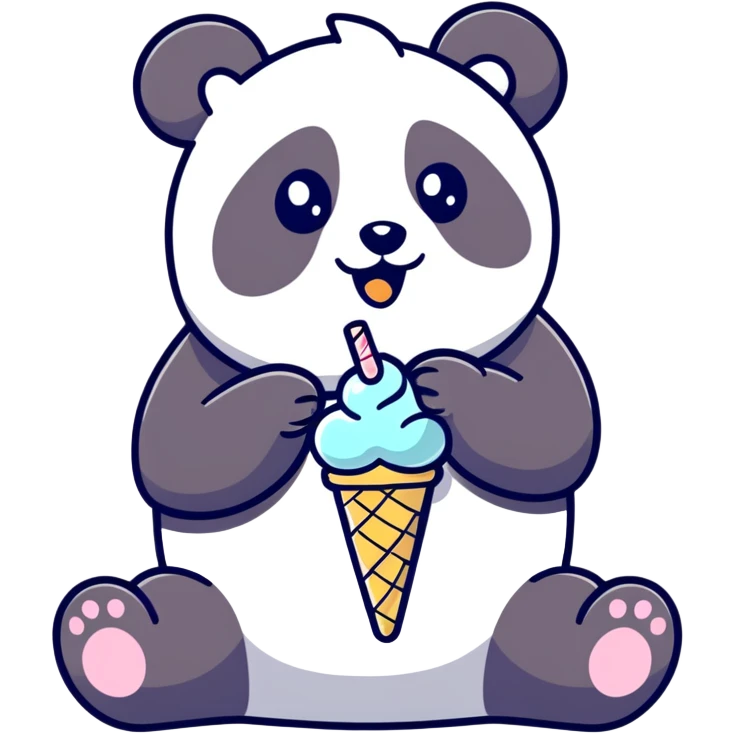 Panda eating ice cream emoji