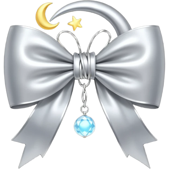 Elegant silver bow with glowing string, crescent-moon motifs. emoji