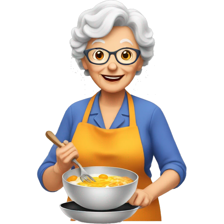 Granny cooking a breakfast emoji