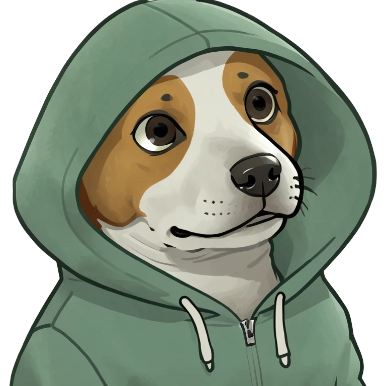 Dog wearing a hoodie emoji