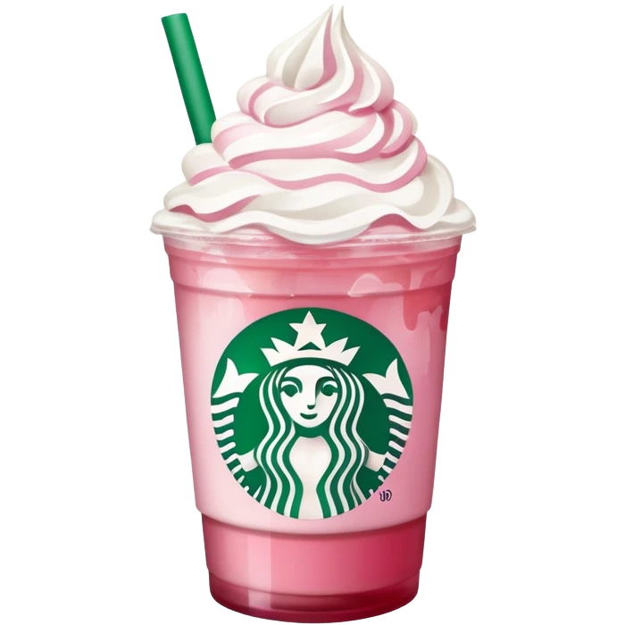 starbucks drink with pink liquid with ice and strawberries  emoji