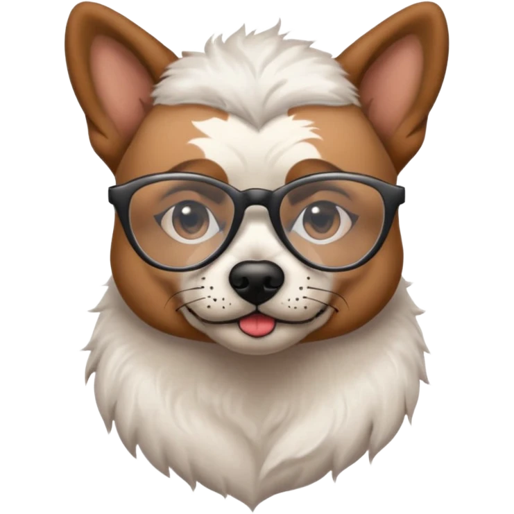 tattooed dog with heavy face tattooes and glassess, white emoji