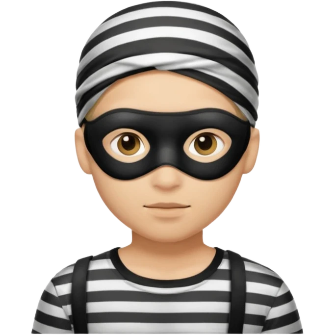 A 3 theif robber emoji,Stripped shirt,eye mask, black head. emoji