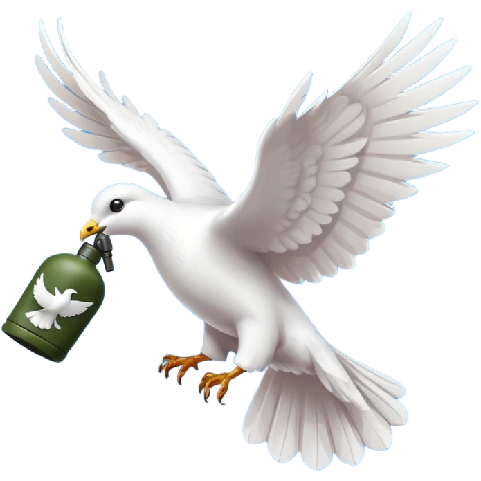 a flying dove carrying a grenade in its feet, inspired by the Hollywood Undead logo emoji